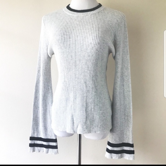 Frame Bell-Sleeve Ribbed Knit Top - Picture 2 of 7